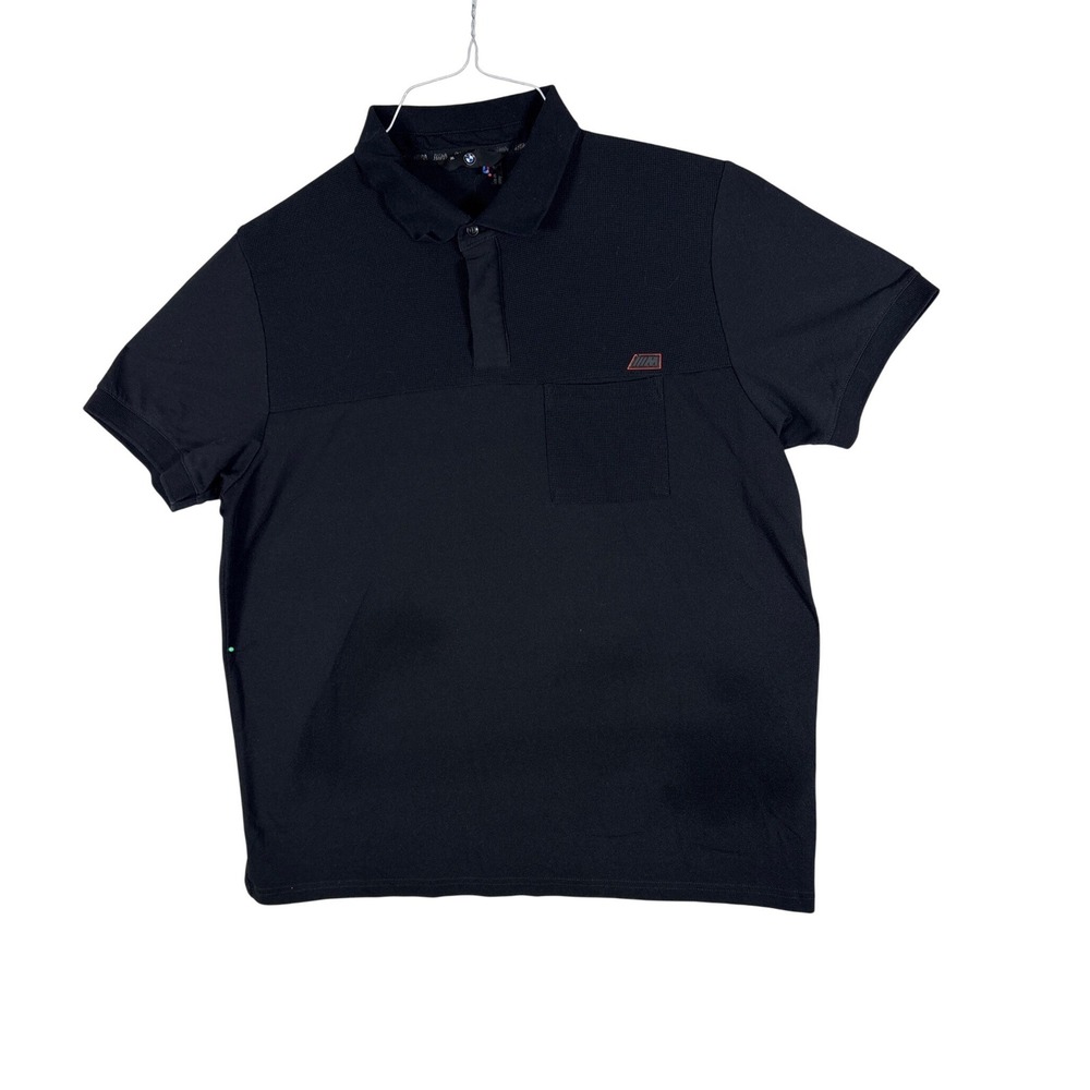 BMW M Motorsport Mens XL Polo Shirt Black Short Sleeve  Chest Pocket Logo